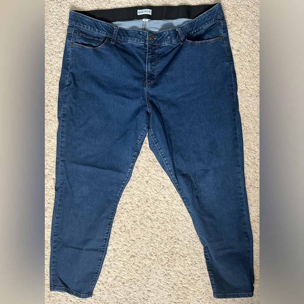 Ava & Viv Dark Wash Skinny Jeans 24W Plus Size Stretch Denim High Rise